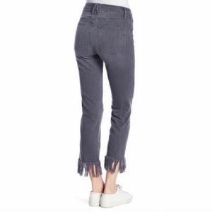 Good American jeans fringe hem straight gray